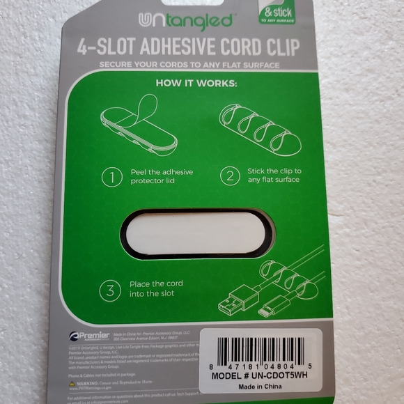 Untangled cord clip NEW - Picture 2 of 3